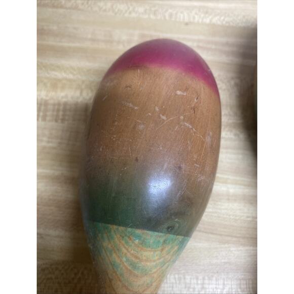 Set Of 2 Vintage Mexican Hand Painted Wooden Fiesta Maracas 1977 11.5” - Picture 3 of 7